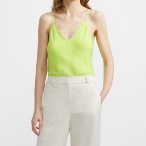Theory 100% Silk Neon Green Tank